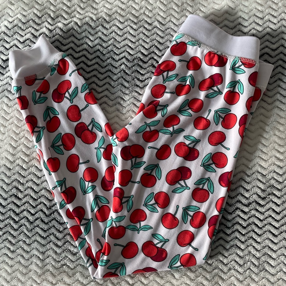 Loved, Urban Kids White & Cherry Print Leggings Pants Size M(10-12)